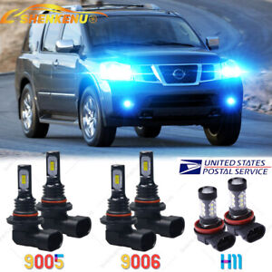 For Nissan Armada 2011-2014 2015-6x COB LED Headlight High Low Fog Light Bulbs