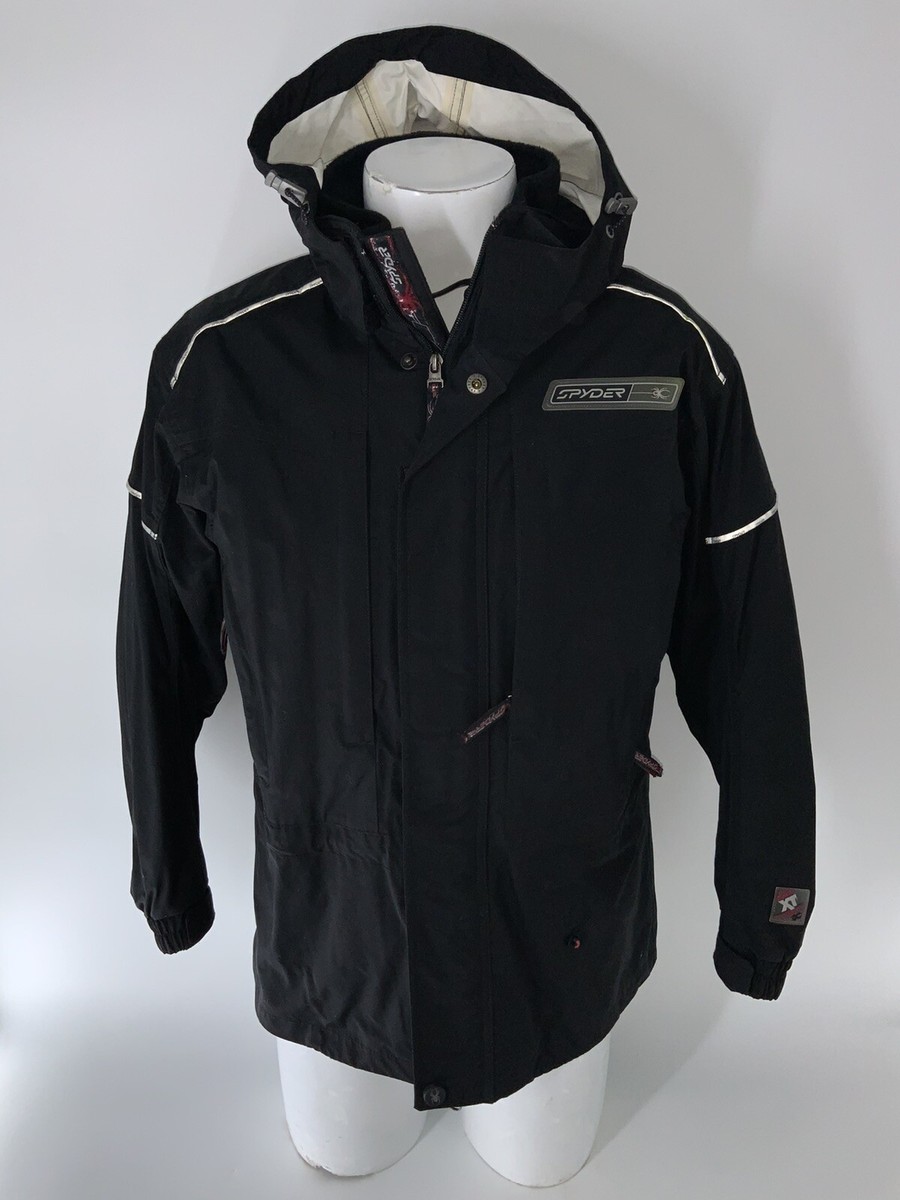 Spyder XT 5000 Ski Jacket Women's Sz 8 Black Full Zip Hooded Lined