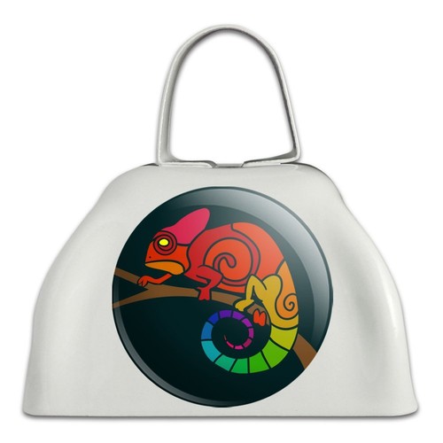 rainbow chameleon white metal cowbell cow bell instrument