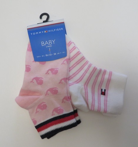 Tommy Hilfiger Kids Logo No Show Socks 2 Pack White Blue Pink Select one 10-12.5 - Picture 2 of 15