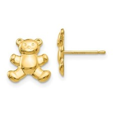  BRAND NEW 14k Yellow Gold Teddy Bear Post Earrings