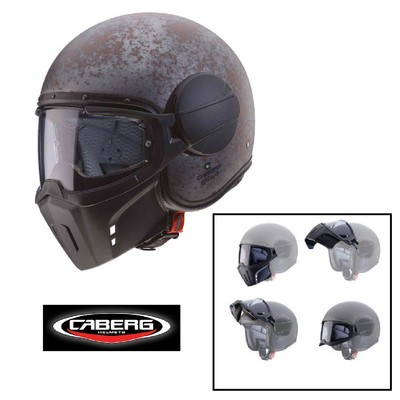 Casco CABERG Ghost Ruggine jet modulare visiera maschera vintage omologato  | eBay
