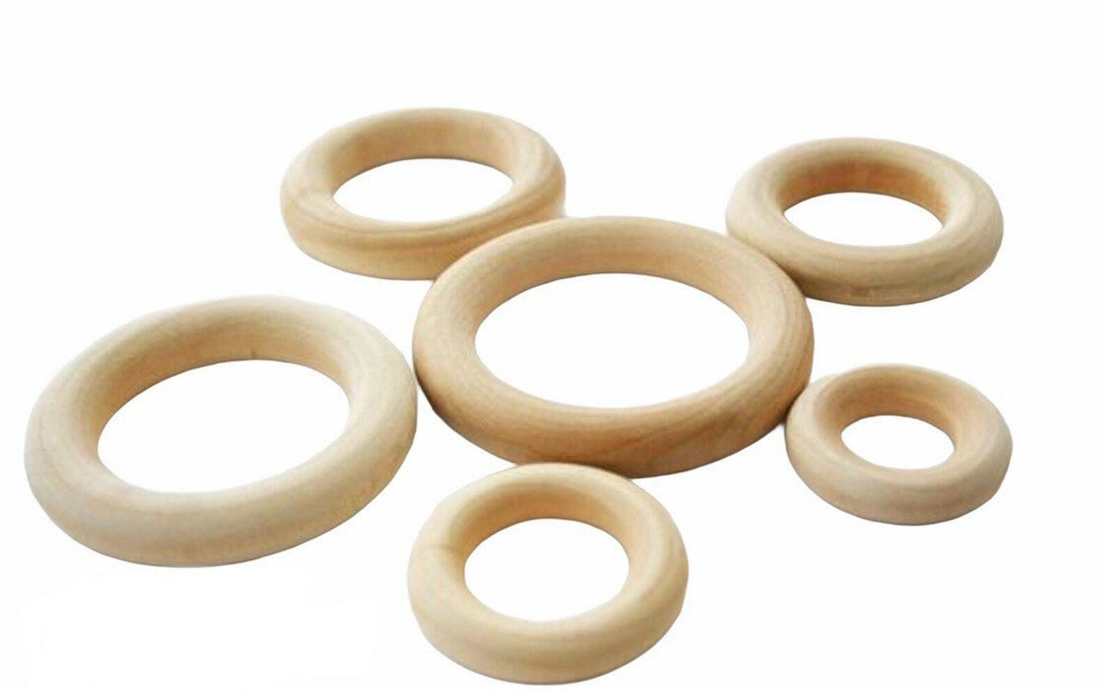 100- Wooden Rings In Various Sizes- Wedding Game Ring Toss Teethers Craft  Ring | eBay