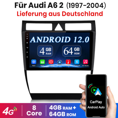 Autoradio Carplay Android 12 4+64G DAB+ RDS GPS NAVI Für Audi A6 C5 S6 1997-2004