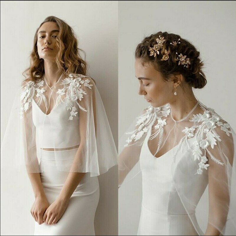 Soft Tulle Wedding Cape Shoulder Appliques Bridal Bolero Soft Tulle Wedding Cape Shoulder Appliques Bridal Bolero