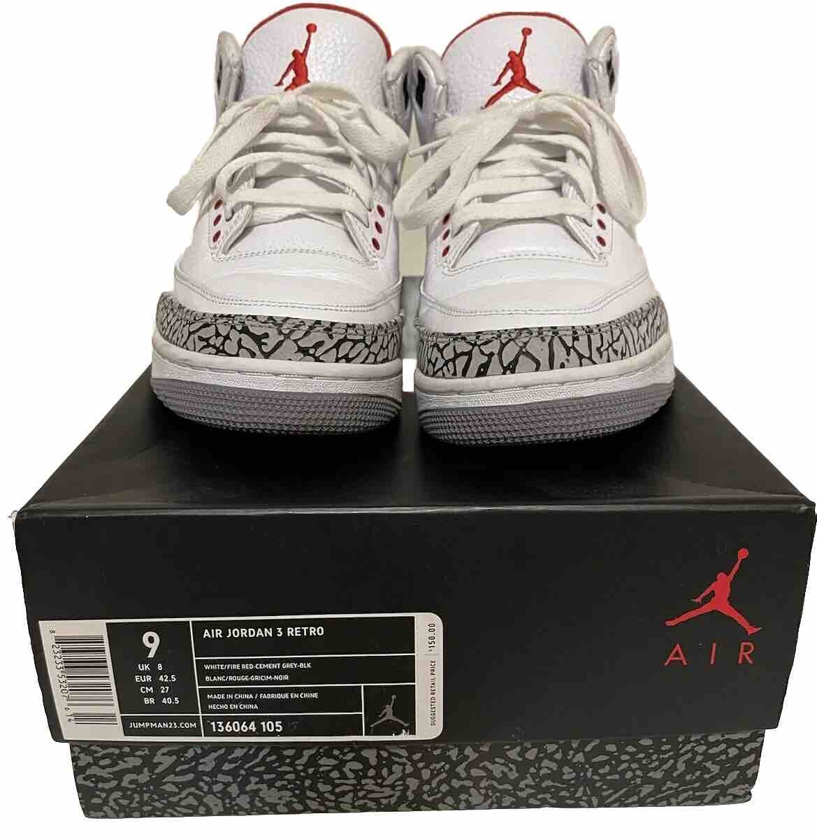 Size 9 - Nike Air Jordan 3 Retro White Cement USED Size 9 - Nike Air Jordan 3 Retro White Cement USED