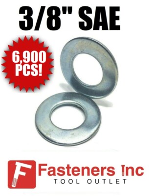 (Qty 6,900) 3/8'' SAE Flat Washers Zinc Plated 50LB Box 50# Bulk Box Low Carbon