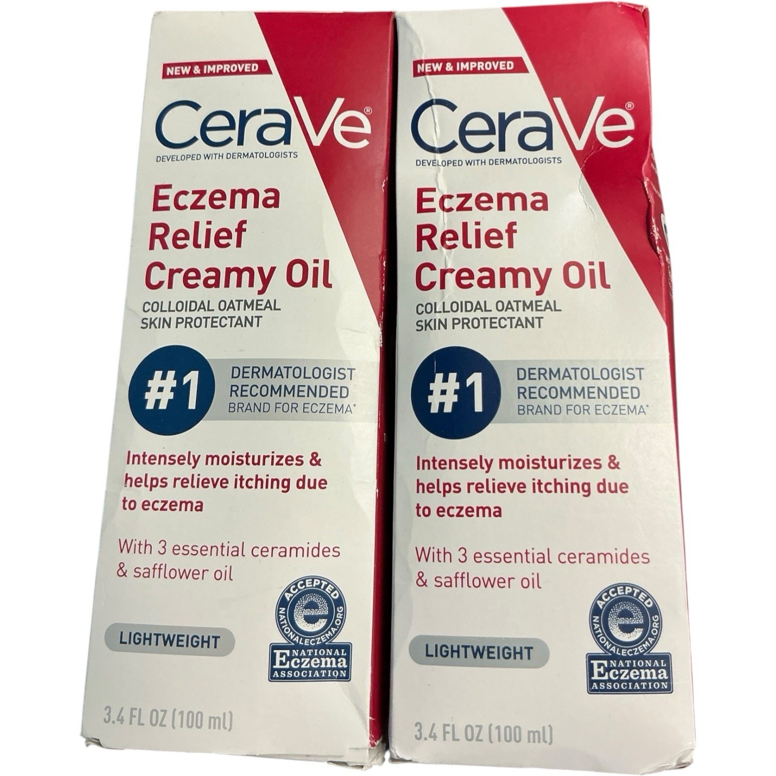 CeraVe Eczema Relief Creamy Oil Lightweight 3.4 Fl Oz Pack of 2