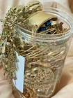 Gold Tone 2 lb Mystery Jewelry Jar Wearable Vintage & Modern Costume Statement