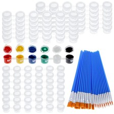 20 Strips 120 Pots Empty Paint Pots Strips with Lid Mini Cans Cups Storage Co...