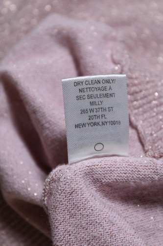 Milly Womens Metallic V Neck Puff Sleeve Sweater Light Pink Size Small - Picture 6 of 6