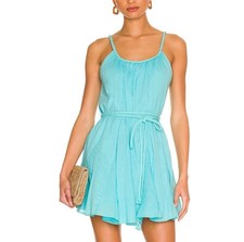 Alice + Olivia 6 S Raina Dress Blue Gauze Tie Mini Shift Rope Tank Sleeveless