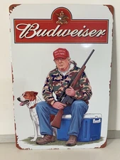 Budweiser Beer Donald Trump Metal Sign - Hunters - MAGA Fishing - Bud Light