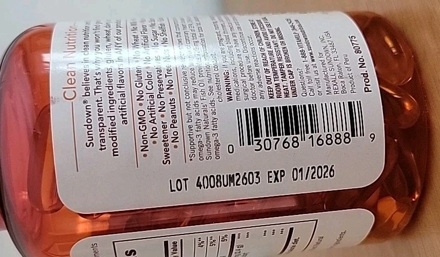 1 Sundown Naturals 1200 mg, Fish Oil Extra Strength Softgels 100 Ct Heart Health - Image 4 of 4