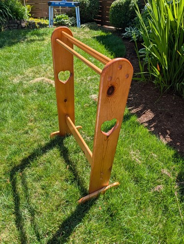 Vintage Heart Cutout Wood Quilt Rack Stand Cottagecore Farmhouse Country Rustic