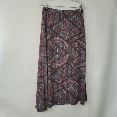Lucy & Laurel Maxi Skirt Womens Size Medium Multi Color Geometric Mosaic J583L