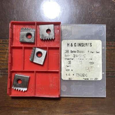 Qty.4 H&G Carbide Inserts 100 Series Chasers 3/4-10-NC E54102-1 (D10)