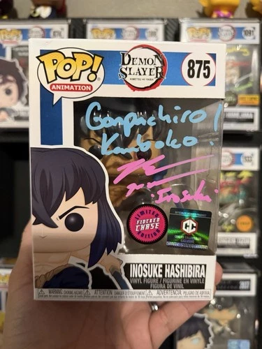 FUNKO Pop #875 Demon Slayer Inosuke Flocked Chase Papenbrook Signed Auto  PSA
