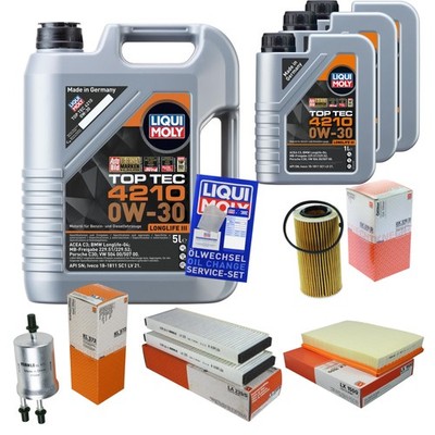 MAHLE Inspektionspaket 8 L Liqui Moly Top Tec 4210 0W-30 für Audi A3 Sportback