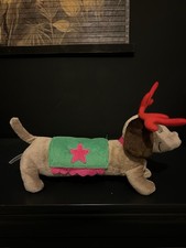 CHRISTMAS DACHSHUND REINDEER SAUSAGE DOG SOFT TOY TEDDY - NEW