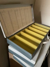 Vintage Smith Victor Metal Slide Storage Tray w/plastic Dividers - lot of 23