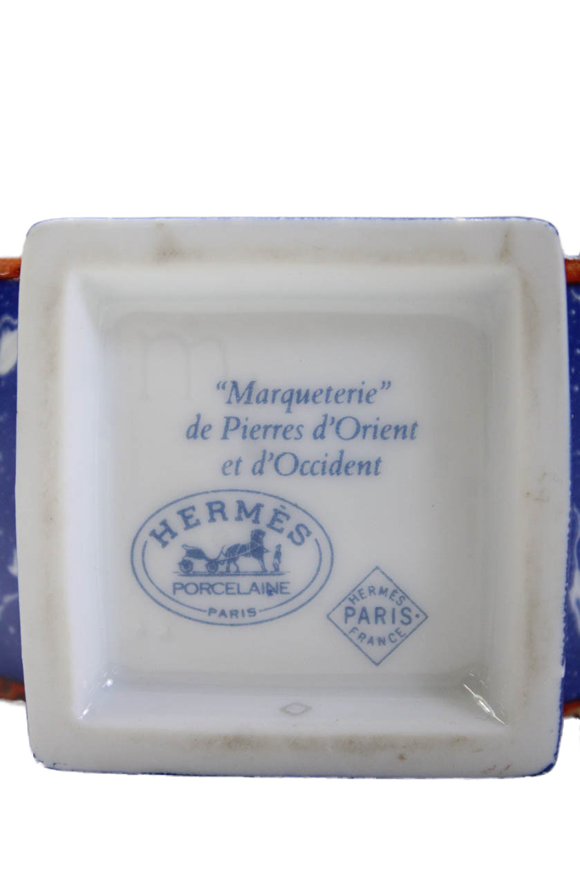 Hermes Marqueterie De Pierres d'Orient et d'Occident Sugar Bowl Set of 2 Blue 4" thumbnail 7