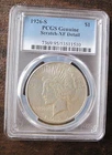 1926-S Silver Peace Dollar PCGS  Genuine Scratch XF Detail