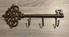 Cast Iron Finish Skeleton Key Rack with Hooks for Keys, Bags, Light Jackets