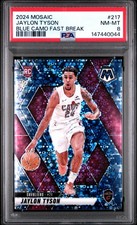 2024 PANINI MOSAIC BLUE CAMO FAST BREAK #217 JAYLON TYSON ROOKIE RC 31/35 PSA 8