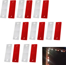 Self Adhesive Reflectors 16 Pack Red White Rectangle Road Safety Trailer Truck
