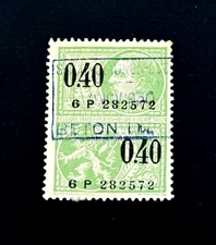 BELGIUM Stamp - 1927 Fiscal Revenue King Albert & Belgian Lion Used 0.40fr r6