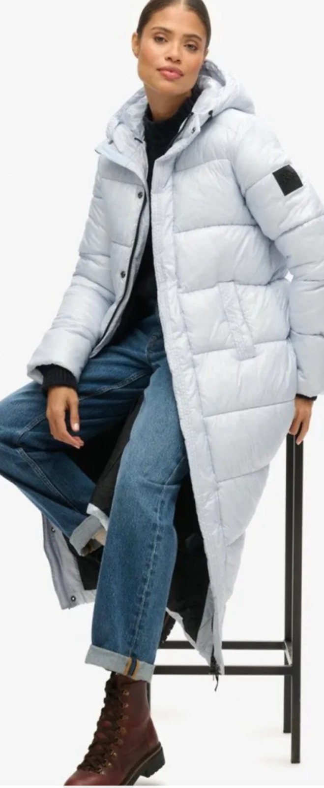 Superdry Womens Xpd Sports Longline Puffer Coat Ice Blue- size 12 image 9