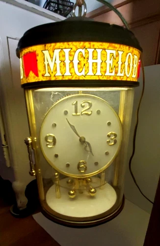 Vintage Michelob Beer Revolving Motion Lighted Clock Sign 1970's Works!