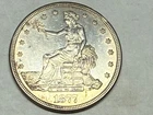 1877-S silver U.S. TRADE DOLLAR. UNC coin, lightly cleaned. #mrd1