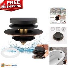 Oil Rubbed Bronze Bath Drain Stopper - Quick Install with Solid Brass Design