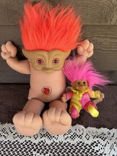 Vtg 90  s Treasure Troll Doll Soft Body Ace Nove 16" Large  Clown Troll Doll