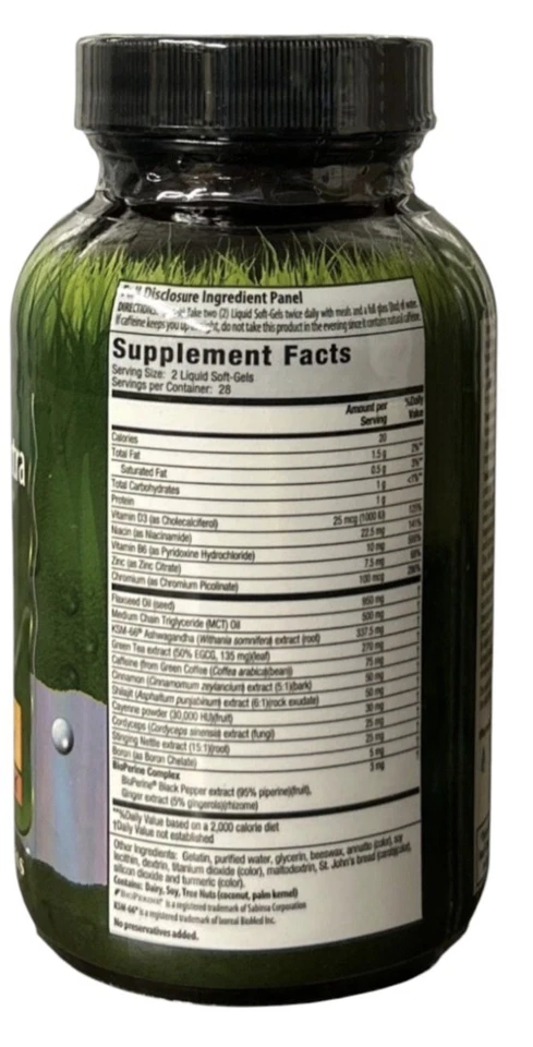 Irwin Naturals Extra Fat Burner 56 cápsulas blandas líquidas caducidad 2/27 Foto 3 de 3