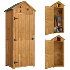 Outsunny Wooden Garden Storage Shed Tool Storage Box, 77 x 54 x 179 cm, Brown