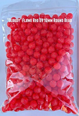 Pkg of 500 each  ''Cloudy'' Flame Red UV  10mm Plastic Round Beads