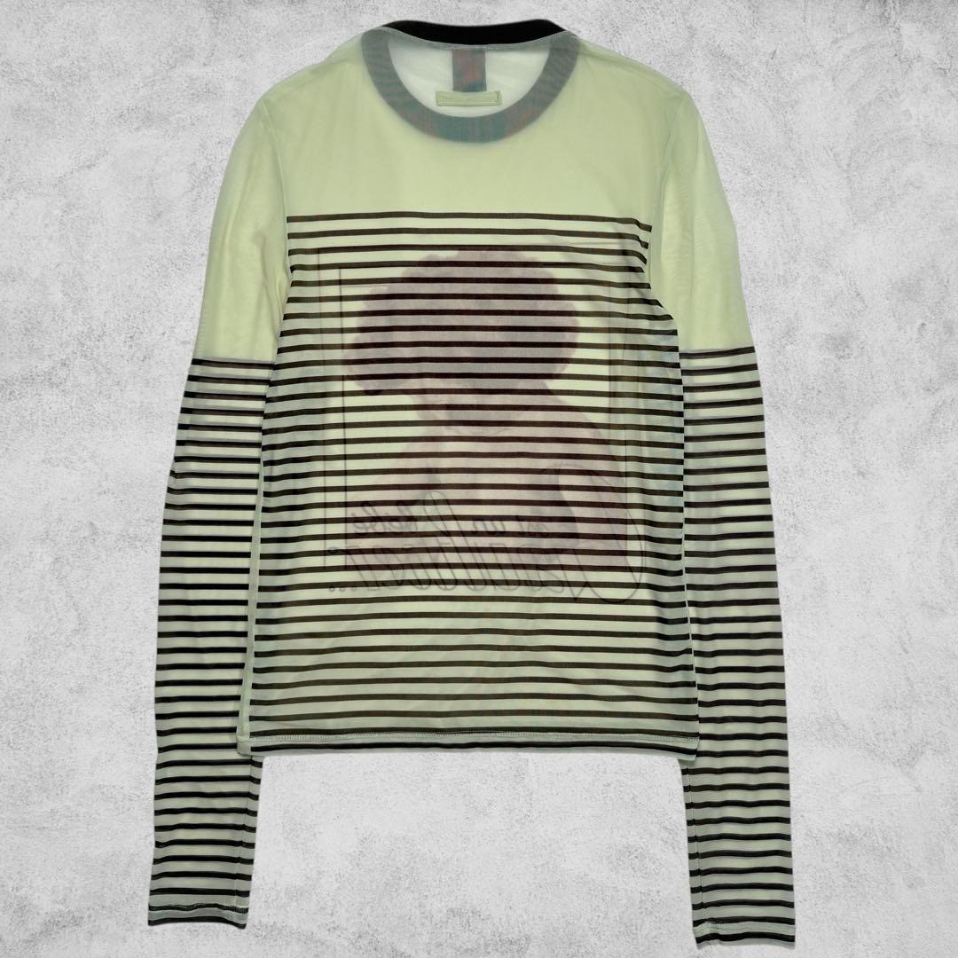 Jean Paul Gaultier Power Net Second Skin Striped Top Size 48 Y2K