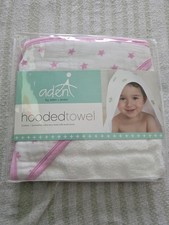 Hooded Towel By Aden  Anais New In Package White With Pink Stars