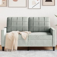 2-Sitzer Sofa Hellgrau Samt 120 Cm Couch FüR Wohnzimmer