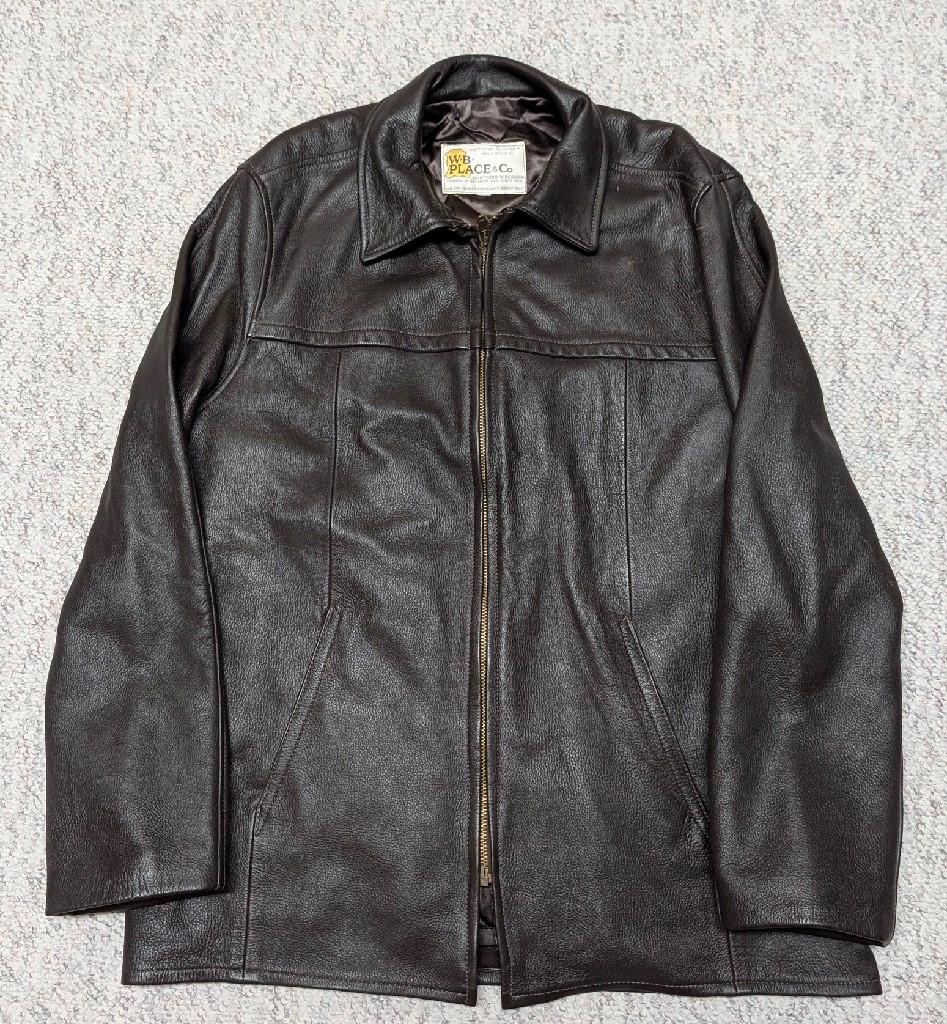 1960s-70s vintage DEERSKIN buckskin leather L brown jacket WB
