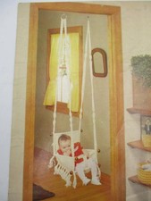 Vtg RARE Macrame Calcutta Cord Baby Toddler Chair Swing Pattern How to Make