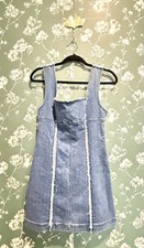 Urban Outfitters Denim Frayed Dress With Side Zipper Size S-P New Without Tags