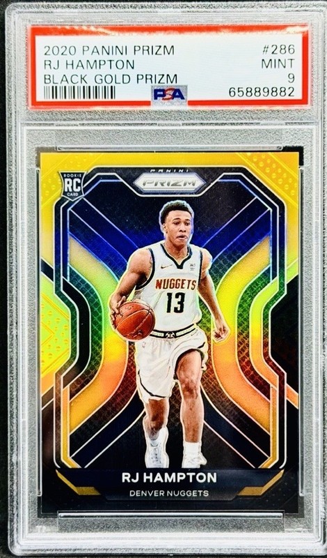 RJ Hampton 2020-21 Panini Prizm Rookie Black Gold Prizm #286 RC /5 PSA 9