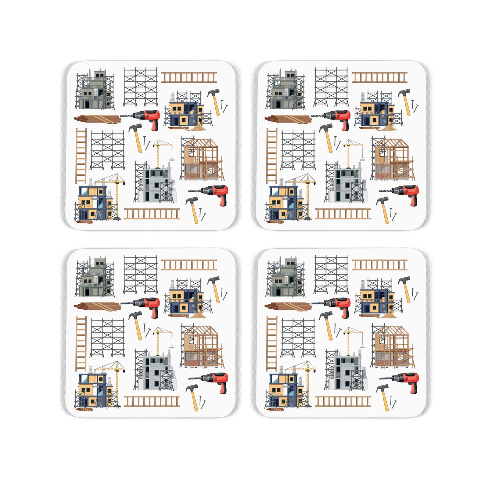 Novelty Scaffolder Cork Coaster Set - Gifts for Tradies - Set of 4