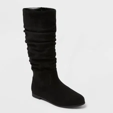 Girls' Scrunch Knee High Boots - Cat & Jack Black 1