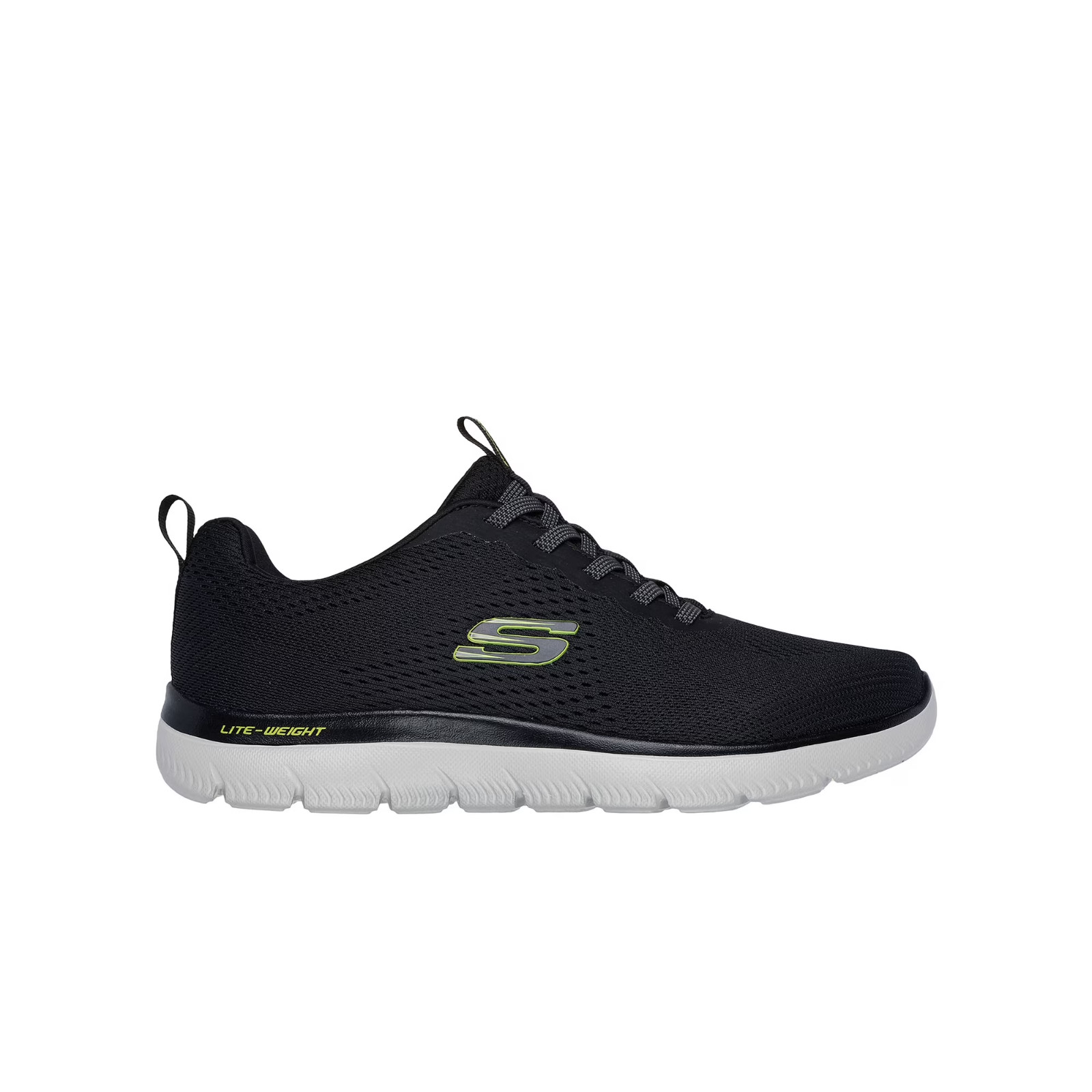 Skechers Men's Summits Eckler Active Slip-On Sneaker, Black/Lime Medium