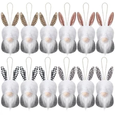 12 Pieces Easter Gnomes, Bunny Ornaments for Tree Farmhouse Easter Decor Spri...